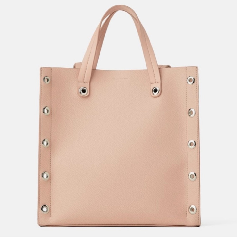 Zara Squared Shopper with Metal Ring Trim
color: Pink - Picture 2 of 7